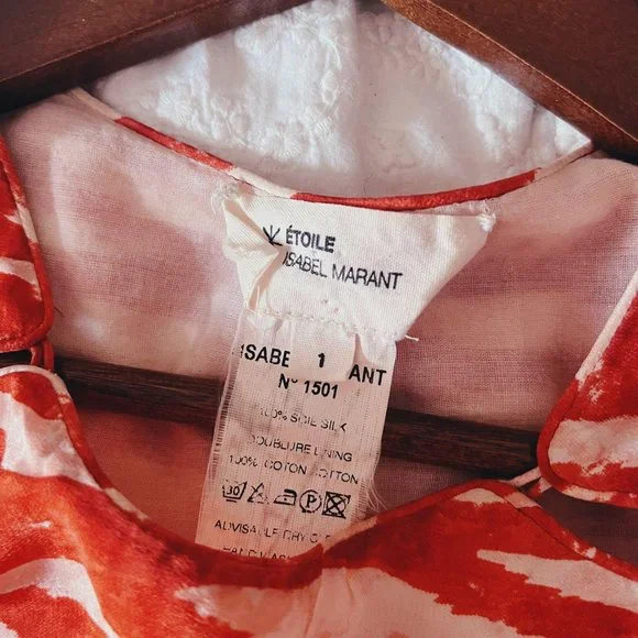 Isabel Marant Etoile Printed Silk Blouse - Blood Orange - Picture 2 of 3